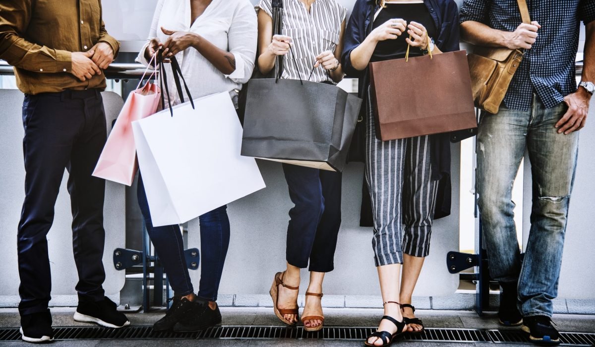 Female friends out shopping together